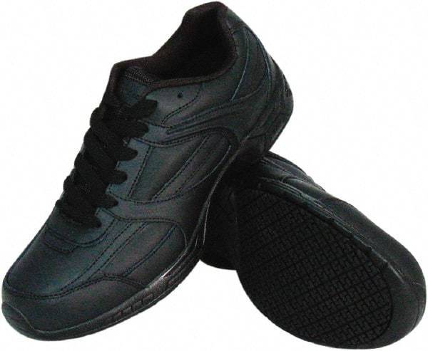 Genuine Grip - Men's Size 8 Medium Width Plain Work Shoe - Black, Leather Upper, Rubber Outsole, 4" High, Dielectric, Non-Slip - A1 Tooling