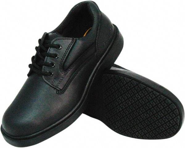 Genuine Grip - Men's Size 12 Wide Width Plain Work Shoe - Black, Leather Upper, Rubber Outsole, 4" High, Dielectric, Non-Slip - A1 Tooling