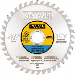 DeWALT - 5-1/2" Diam, 25/32" Arbor Hole Diam, 40 Tooth Wet & Dry Cut Saw Blade - Steel, Crosscutting Action, Standard Round Arbor - A1 Tooling