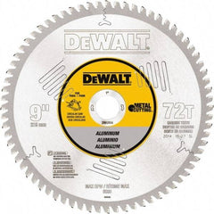 DeWALT - 9" Diam, 1" Arbor Hole Diam, 72 Tooth Wet & Dry Cut Saw Blade - Steel, Crosscutting Action, Standard Round Arbor - A1 Tooling