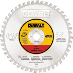 DeWALT - 6-1/2" Diam, 5/8" Arbor Hole Diam, 48 Tooth Wet & Dry Cut Saw Blade - Steel, Crosscutting Action, Standard Round Arbor - A1 Tooling