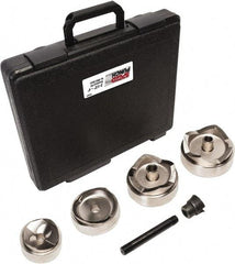 Greenlee - 7 Piece, 2.914 to 4.544" Punch Hole Diam, Power Knockout Set - Round Punch, 10 Gage Mild Steel - A1 Tooling