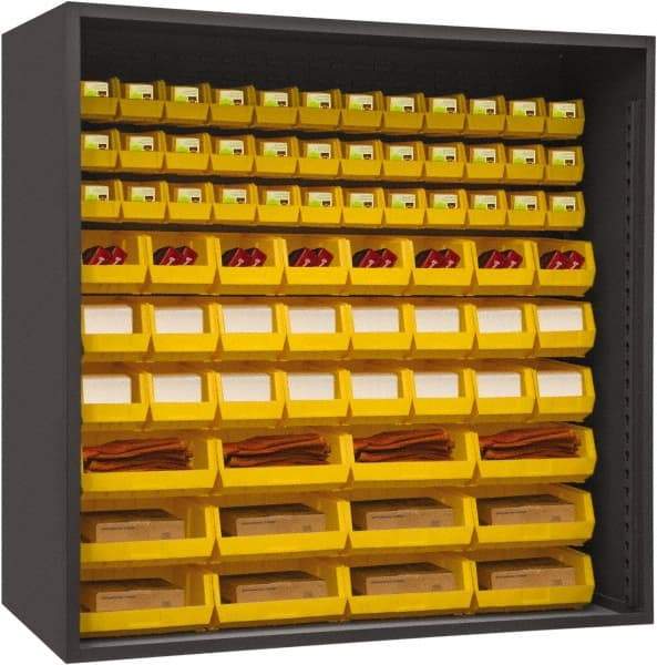 Durham - 72 Bin Enclosed Shelving - 72 Inch Overall Width x 24 Inch Overall Depth x 72 Inch Overall Height, Yellow Polyethylene Bins - A1 Tooling