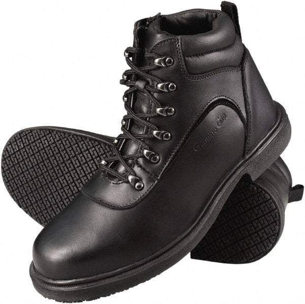 Genuine Grip - Unisex Size 11 Medium Width Steel Work Boot - Black, Leather Upper, Rubber Outsole, 6" High, Dielectric, Non-Slip - A1 Tooling