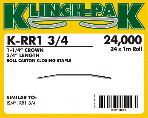 Klinch-Pak - 3/4" Long x 1-1/4" Wide, 0 Gauge Wide Crown Construction Staple - Steel, Copper Finish, Chisel Point - A1 Tooling