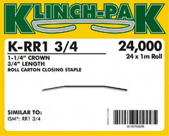 Klinch-Pak - 3/4" Long x 1-1/4" Wide, 0 Gauge Wide Crown Construction Staple - Steel, Copper Finish, Chisel Point - A1 Tooling