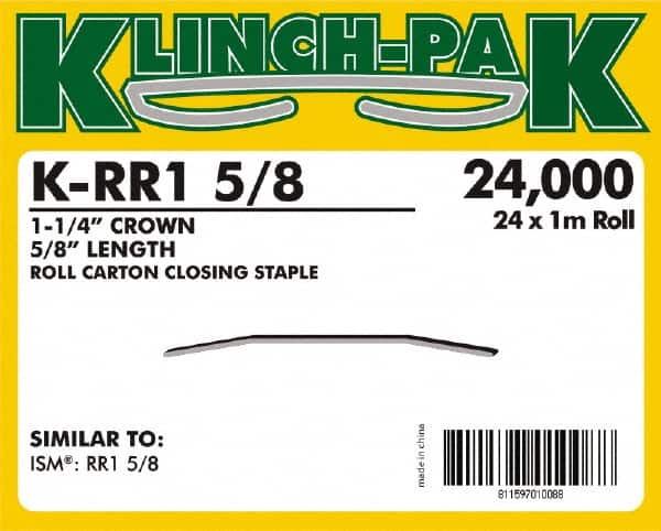 Klinch-Pak - 5/8" Long x 1-1/4" Wide, 0 Gauge Wide Crown Construction Staple - Steel, Copper Finish, Chisel Point - A1 Tooling