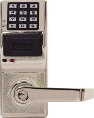 Alarm Lock - Combination Entry Lever Lockset with Key Override - 2-3/4" Back Set, Steel, Brushed Chrome Finish - A1 Tooling