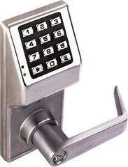 Alarm Lock - Combination Entry Lever Lockset with Key Override - 2-3/4" Back Set, Steel, Brushed Chrome Finish - A1 Tooling