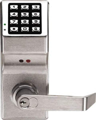 Alarm Lock - Combination Entry Lever Lockset with Key Override - 2-3/4" Back Set, 6 or 7 Pin Length Best & Compatible Cylinder (Core Not Included), Steel, Brushed Chrome Finish - A1 Tooling