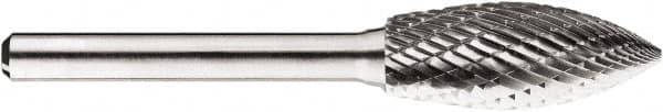 SGS Pro - 1/2" Cut Diam, 1/4" Shank Diam, Tree Head Double Cut Burr - Carbide, Point End, 1-1/4" LOC, 1-1/4" OAL - A1 Tooling