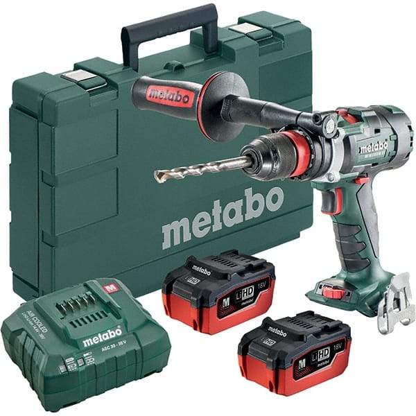 Metabo - 18 Volt 1/2" Chuck Pistol Grip Handle Cordless Drill - 0-500 & 0-2050 & 3800 RPM, Keyless Chuck, Reversible, 2 Lithium-Ion Batteries Included - A1 Tooling