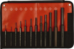 Mayhew - 12 Piece, 1/16 to 1/2", Pin Punch Set - Hex Shank, Steel, Comes in Kit Bag - A1 Tooling