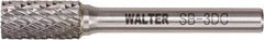 WALTER Surface Technologies - 3/8" Cut Diam, 1/4" Shank Diam, Cylinder Head Double Cut Burr - Tungsten Carbide, 3/4" LOC, 3-3/4" OAL - A1 Tooling