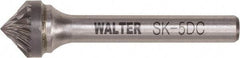 WALTER Surface Technologies - 1/2" Cut Diam, 1/4" Shank Diam, Cone Head Double Cut Burr - Tungsten Carbide, 1/4" LOC, 4-1/4" OAL - A1 Tooling