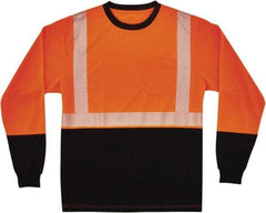 Ergodyne - Size L, Orange/Black, High Visibility, Long Sleeve T-Pocket, - 38 to 42" Chest, 1 Pocket, Polyester - A1 Tooling