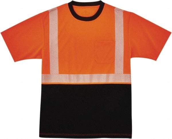 Ergodyne - Size L, Orange/Black, High Visibility, Short Sleeve T-Pocket, - 38 to 42" Chest, 1 Pocket, Polyester - A1 Tooling