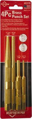 Mayhew - 4 Piece, 3/16 to 3/8", Assorted Brass Punch Kit - Round Shank, Brass, Comes in Carded - A1 Tooling