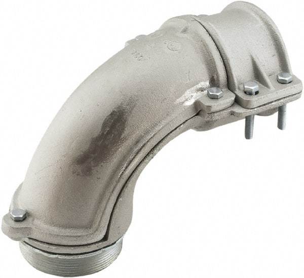 Hubbell-Raco - 4" Trade, Malleable Iron Squeeze Clamp Angled FMC Conduit Connector - A1 Tooling