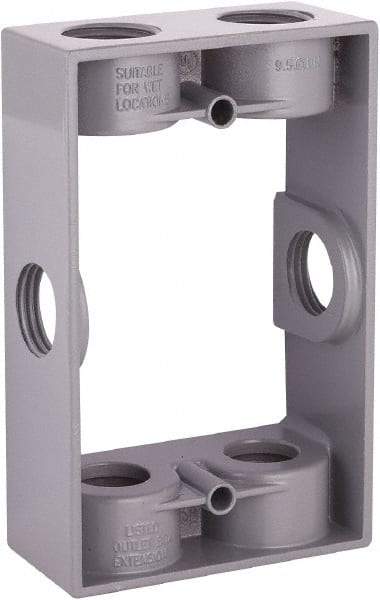 Hubbell-Raco - 1 Gang, (6) 1/2" Knockouts, Aluminum Rectangle Device Box - 4-9/16" Overall Height x 1.344" Overall Depth, Weather Resistant - A1 Tooling