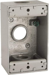 Hubbell-Raco - 1 Gang, (3) 3/4" Knockouts, Aluminum Rectangle Device Box - 4-1/2" Overall Height x 2" Overall Depth, Weather Resistant - A1 Tooling