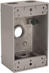 Hubbell-Raco - 1 Gang, (4) 1/2" Knockouts, Aluminum Rectangle Device Box - 4-1/2" Overall Height x 2" Overall Depth, Weather Resistant - A1 Tooling