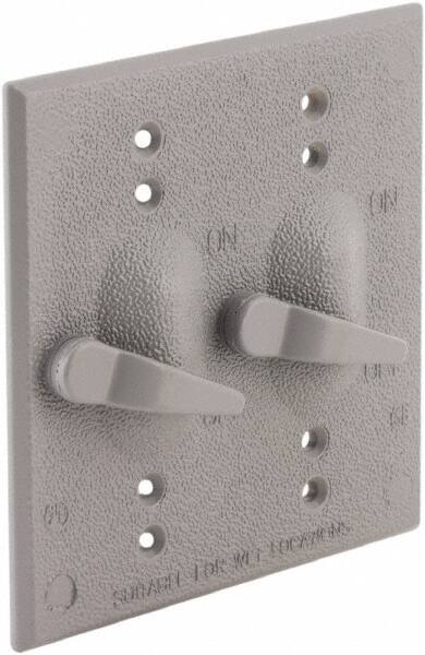 Hubbell-Raco - 2 Outlet, Powder Coat Finish, Rectangle Weather Resistant Box Cover - 0.859" Long x 4-17/32" Wide x 4-17/32" High, Wet Location, Aluminum, CSA Certified & UL Listed - A1 Tooling