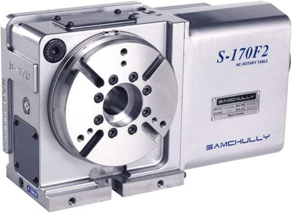 Samchully - 1 Spindle, 210mm Horizontal & Vertical Rotary Table - 200 kg (440 Lb) Max Horiz Load, 170mm Centerline Height, 45mm Through Hole - A1 Tooling