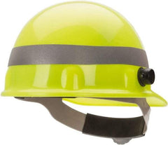 Fibre-Metal - ANSI Type I, Class E Rated, 8-Point, Ratchet Adjustment Hard Hat - One Size Fits Most, Yellow, Standard Brim - A1 Tooling