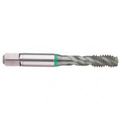 M10x1.5 6H 3-Flute Cobalt Green Ring Semi-Bottoming 40 degree Spiral Flute Tap-TiCN - A1 Tooling