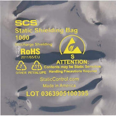 Made in USA - 7" Long x 4" Wide, 3.1 mil Thick, Open Top Static Shield Bag - Transparent, Metal-In, Standard Grade - A1 Tooling