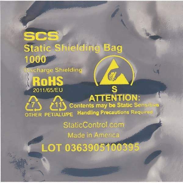 Made in USA - 4" Long x 4" Wide, 3.1 mil Thick, Open Top Static Shield Bag - Transparent, Metal-In, Standard Grade - A1 Tooling