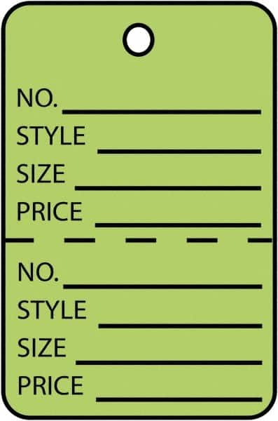 Made in USA - 1-3/4" High x 2-7/8" Long, General Information, English Safety & Facility Retail Tag - Green Cardstock - A1 Tooling