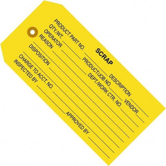 Made in USA - 4-3/4" High x 2-3/8" Long, Scrap, English Safety & Facility Inspection Tag - Yellow Cardstock - A1 Tooling