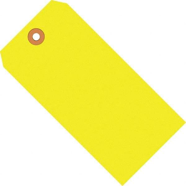 Made in USA - 3-1/4" High x 1-5/8" Long, Safety & Facility Blank Tag - Fluorescent Yellow Cardstock - A1 Tooling