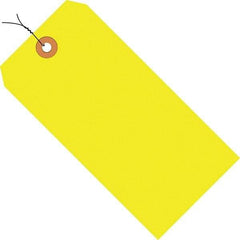 Made in USA - 3-1/4" High x 1-5/8" Long, Safety & Facility Blank Tag - Fluorescent Yellow Cardstock - A1 Tooling