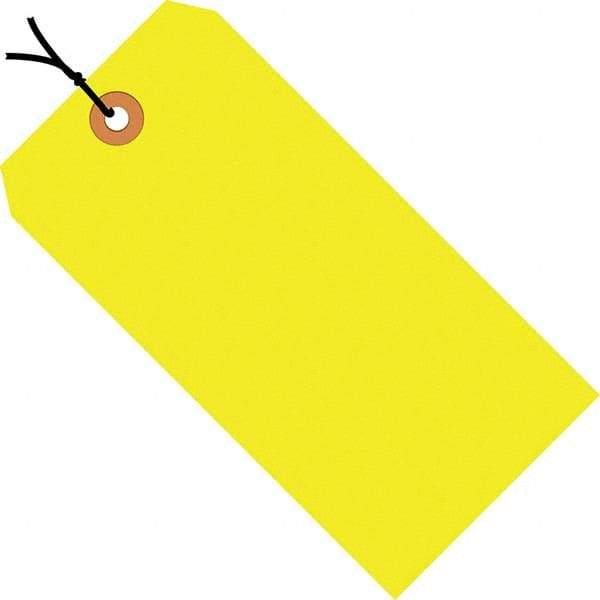 Made in USA - 3-1/4" High x 1-5/8" Long, Safety & Facility Blank Tag - Fluorescent Yellow Cardstock - A1 Tooling