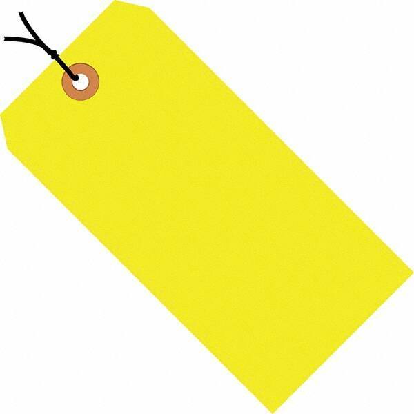 Made in USA - 4-1/4" High x 2-1/8" Long, Safety & Facility Blank Tag - Fluorescent Yellow Cardstock - A1 Tooling