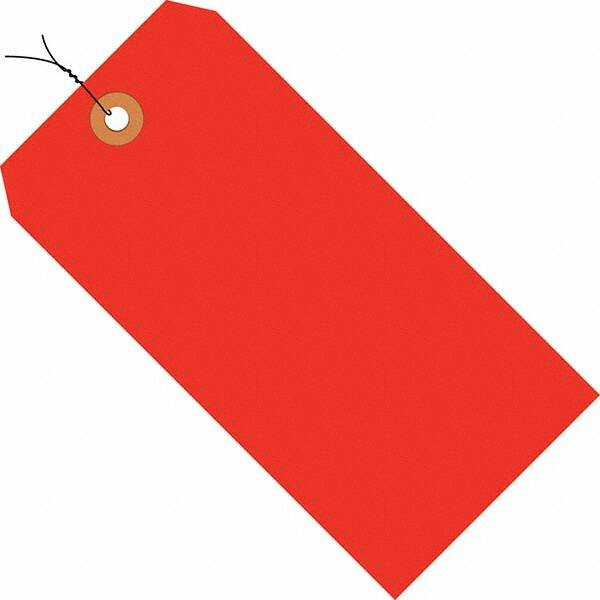 Made in USA - 3-1/4" High x 1-5/8" Long, Safety & Facility Blank Tag - Fluorescent Red Cardstock - A1 Tooling