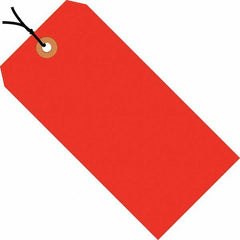 Made in USA - 3-3/4" High x 1-7/8" Long, Safety & Facility Blank Tag - Fluorescent Red Cardstock - A1 Tooling