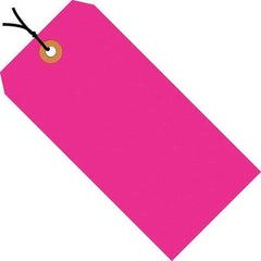 Made in USA - 3-3/4" High x 1-7/8" Long, Safety & Facility Blank Tag - Fluorescent Pink Cardstock - A1 Tooling