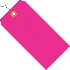 Made in USA - 3-1/4" High x 1-5/8" Long, Safety & Facility Blank Tag - Fluorescent Pink Cardstock - A1 Tooling