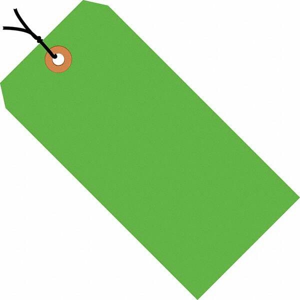 Made in USA - 4-1/4" High x 2-1/8" Long, Safety & Facility Blank Tag - Fluorescent Green Cardstock - A1 Tooling