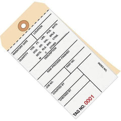 Made in USA - 6-1/4" High x 3-1/8" Long, Inventory, English Safety & Facility Numbered Tag - White & Manila Cardstock - A1 Tooling