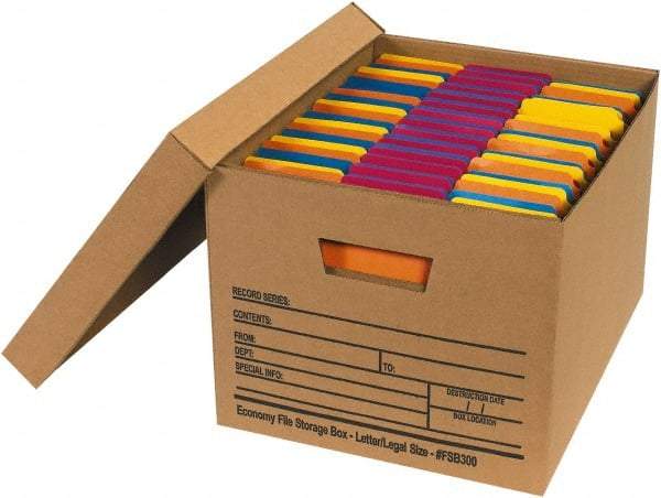 Made in USA - 1 Compartment, 12" Wide x 15" Deep, File Storage Boxes - Corrugated Cardboard, Kraft (Color) - A1 Tooling