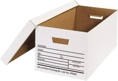 Made in USA - 1 Compartment, 12" Wide x 24" Deep, File Storage Boxes - Corrugated Cardboard, White - A1 Tooling