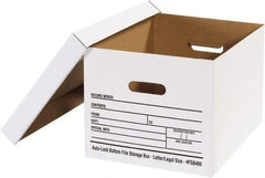 Made in USA - 1 Compartment, 12" Wide x 15" Deep, File Storage Boxes - Corrugated Cardboard, White - A1 Tooling