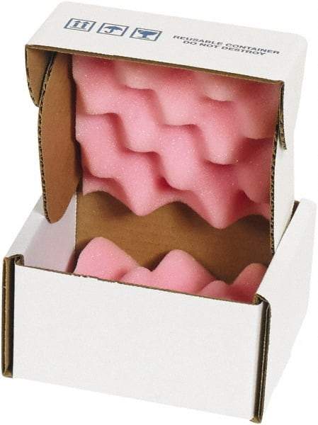 Made in USA - 5" Long x 5" Wide, Antistatic Foam Shippers - Pink & White, Standard Grade - A1 Tooling