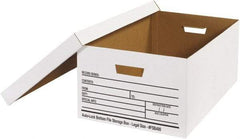 Made in USA - 1 Compartment, 15" Wide x 24" Deep, File Storage Boxes - Corrugated Cardboard, White - A1 Tooling