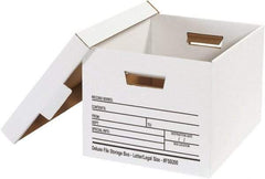 Made in USA - 1 Compartment, 12" Wide x 15" Deep, File Storage Boxes - Corrugated Cardboard, White - A1 Tooling